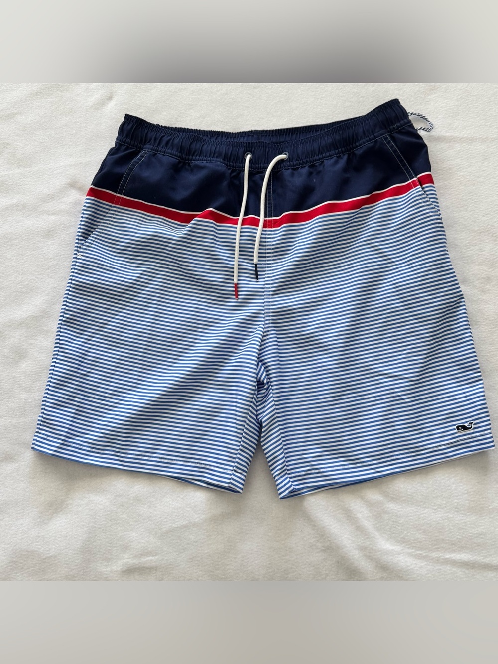 Vineyard Vines Stripe Men's Swim Trunks, Size Small, NWT, Red, White, & Blue